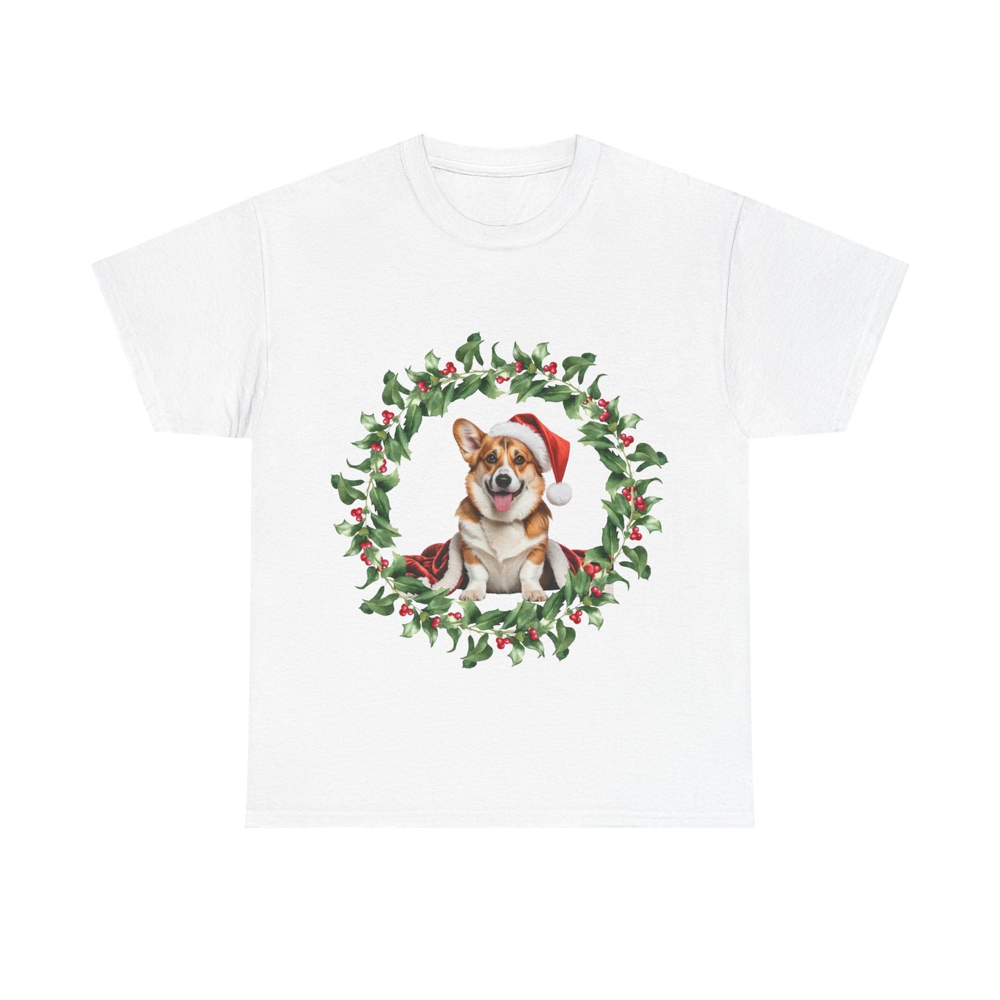 Corgi Christmas wreath T-Shirt, Festive Corgi Dog Christmas Tee, Cute Pet Lover Shirt, Holiday Apparel, Great Gift for Dog Owners