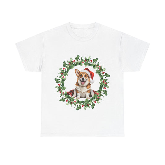 Corgi Christmas wreath T-Shirt, Festive Corgi Dog Christmas Tee, Cute Pet Lover Shirt, Holiday Apparel, Great Gift for Dog Owners