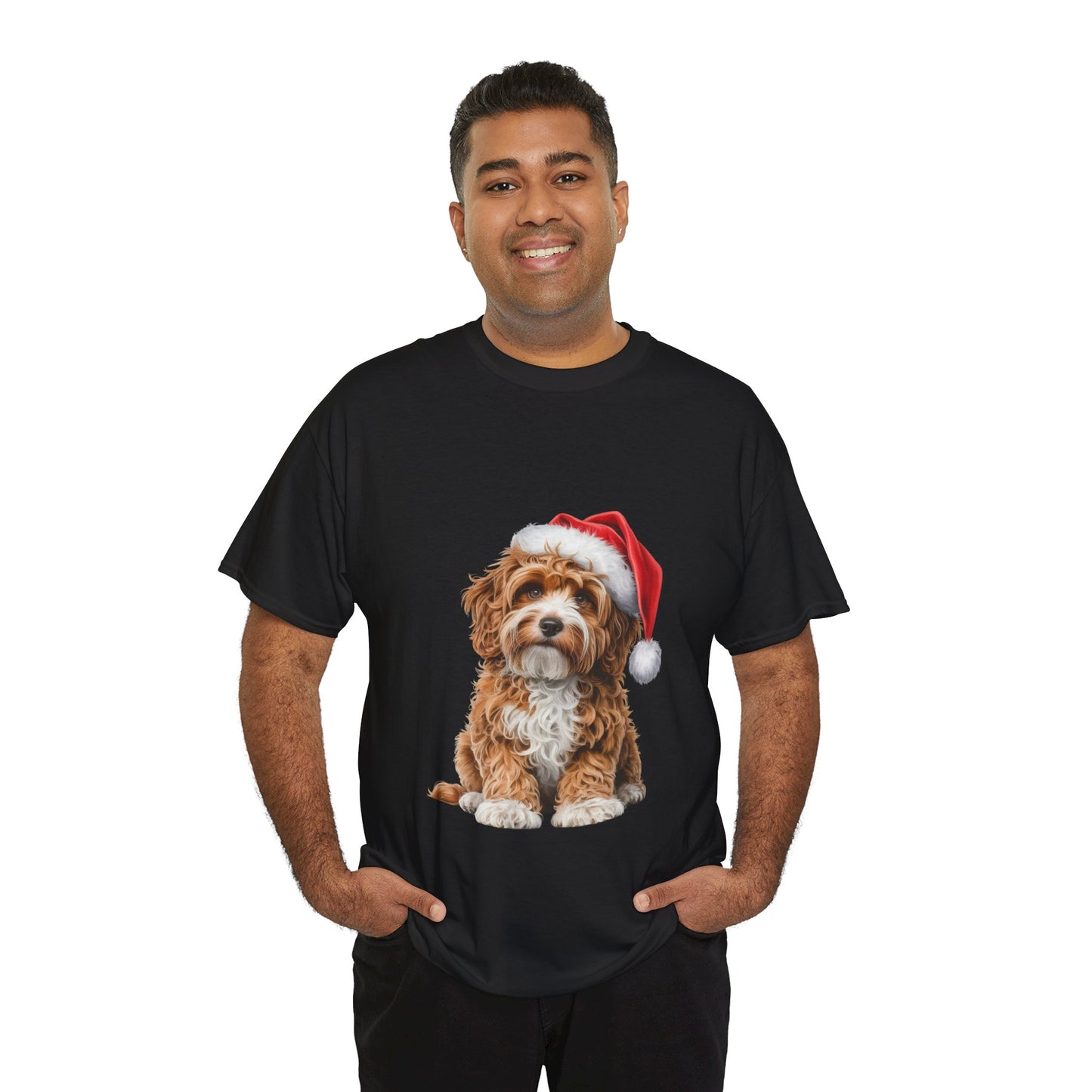 Copy of Christmas Puppy Tee — Dog in Santa Hat Holiday T-Shirt
