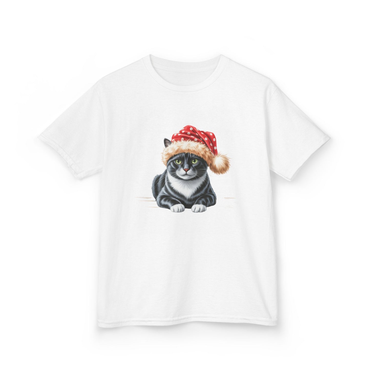 Kids Christmas Cat T-Shirt, Festive Cat Kids Christmas Tee, Cute Pet Lover Shirt, Holiday Apparel, Great Gift for Cat Owners
