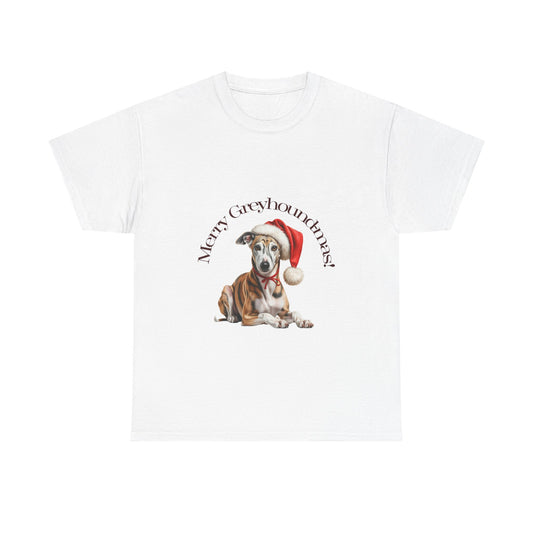 Merry Greyhound-mas T-Shirt, Festive Greyhound Dog Christmas Tee, Cute Pet Lover Shirt, Holiday Apparel, Great Gift for Dog Owners