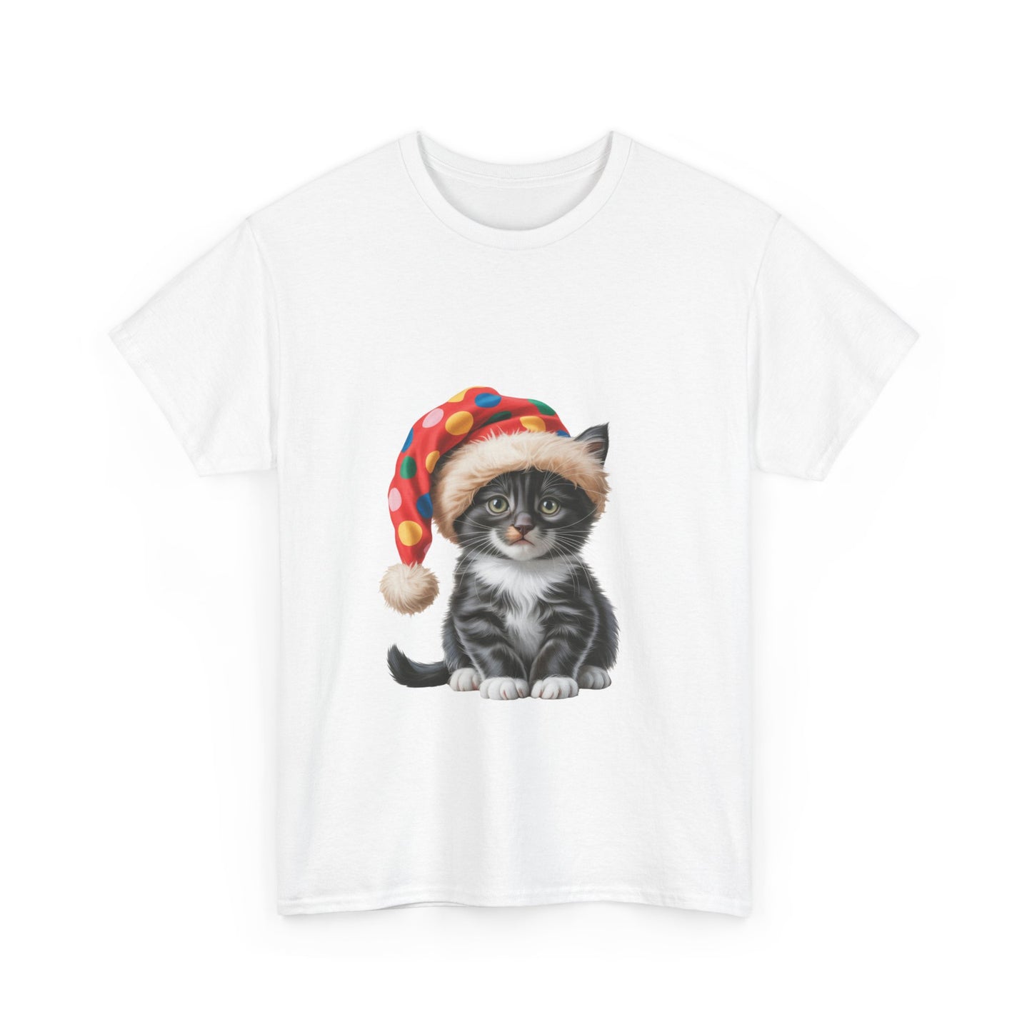 Kitten in Santa Hat T-Shirt - Cute Christmas Cat Holiday Tee