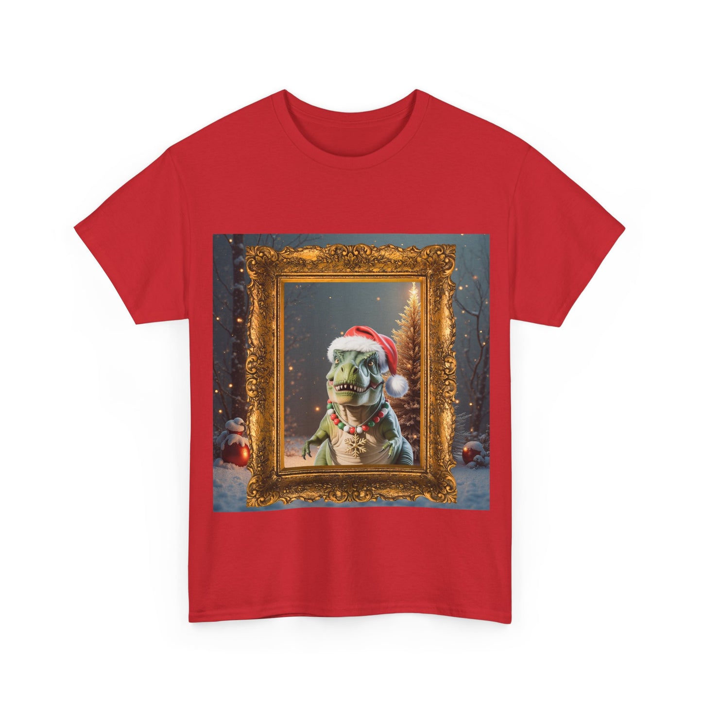 Christmas Dino Tee — Festive T-Rex in Santa Hat Graphic Shirt