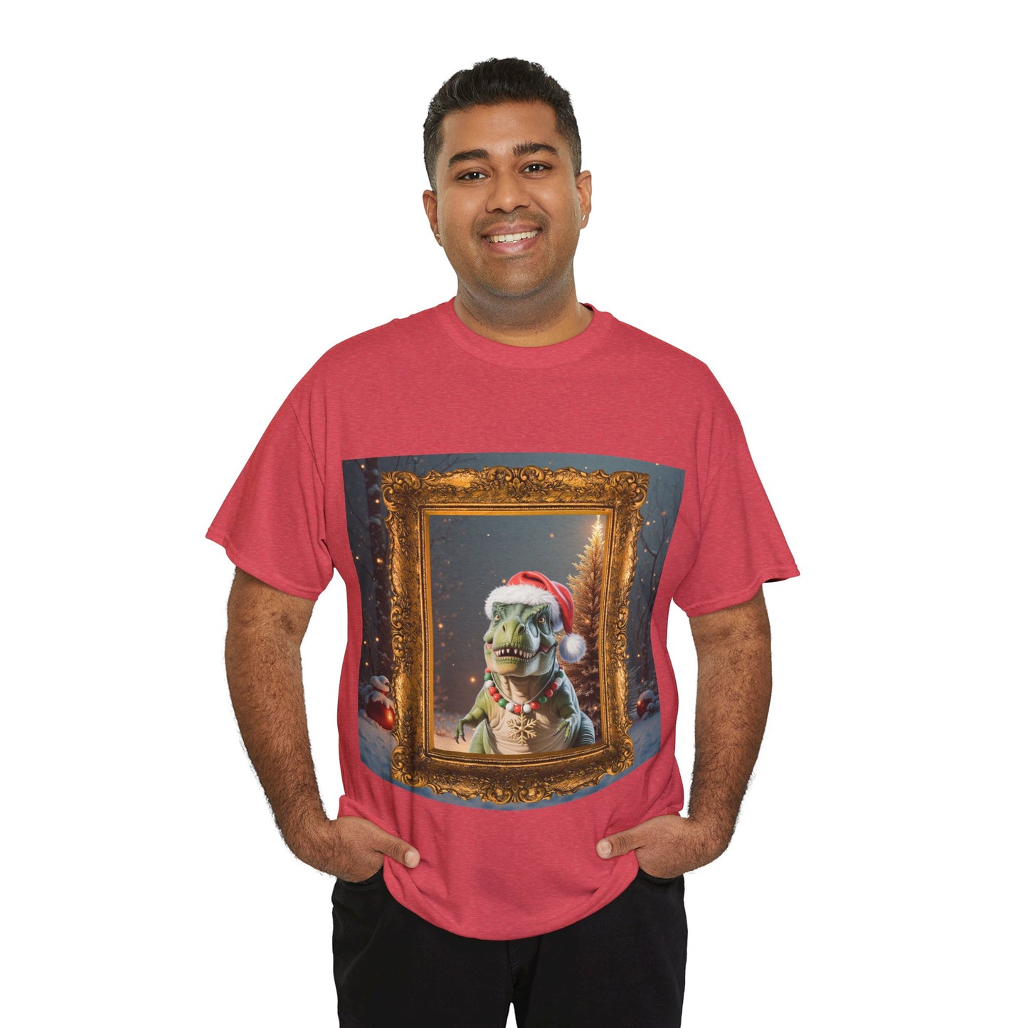 Christmas Dino Tee — Festive T-Rex in Santa Hat Graphic Shirt