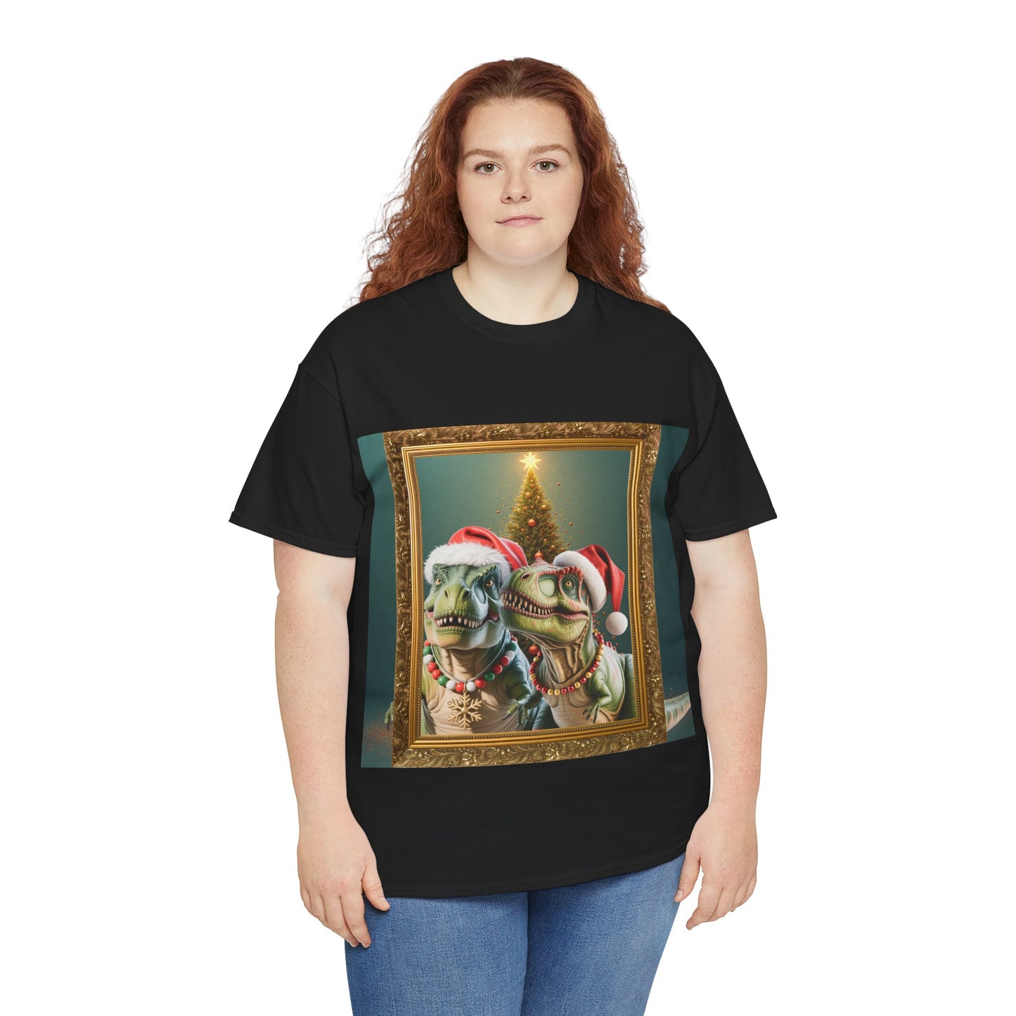 T-Rex Holiday Portrait Tee – Funny Christmas Dinosaur Shirt