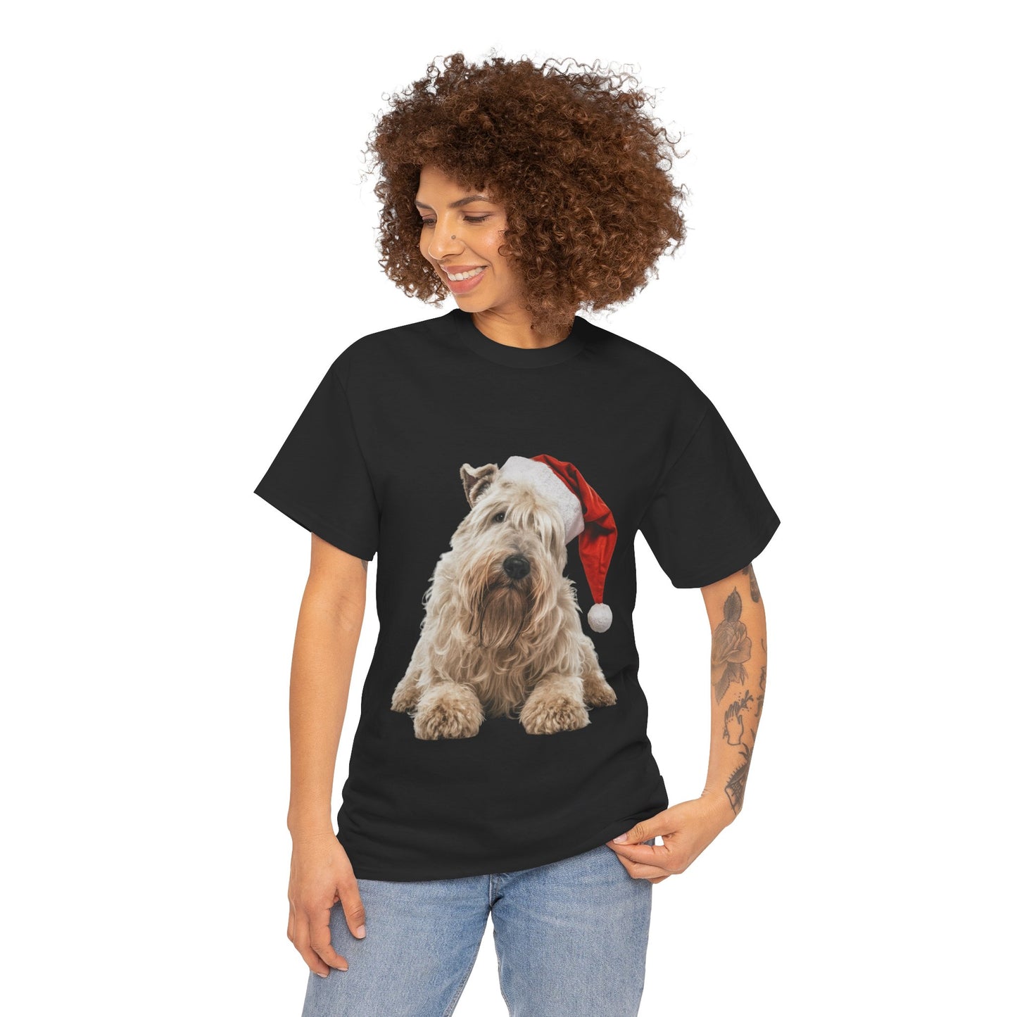 Christmas Wheaten Terrier T-Shirt – Dog with Santa Hat Holiday Tee
