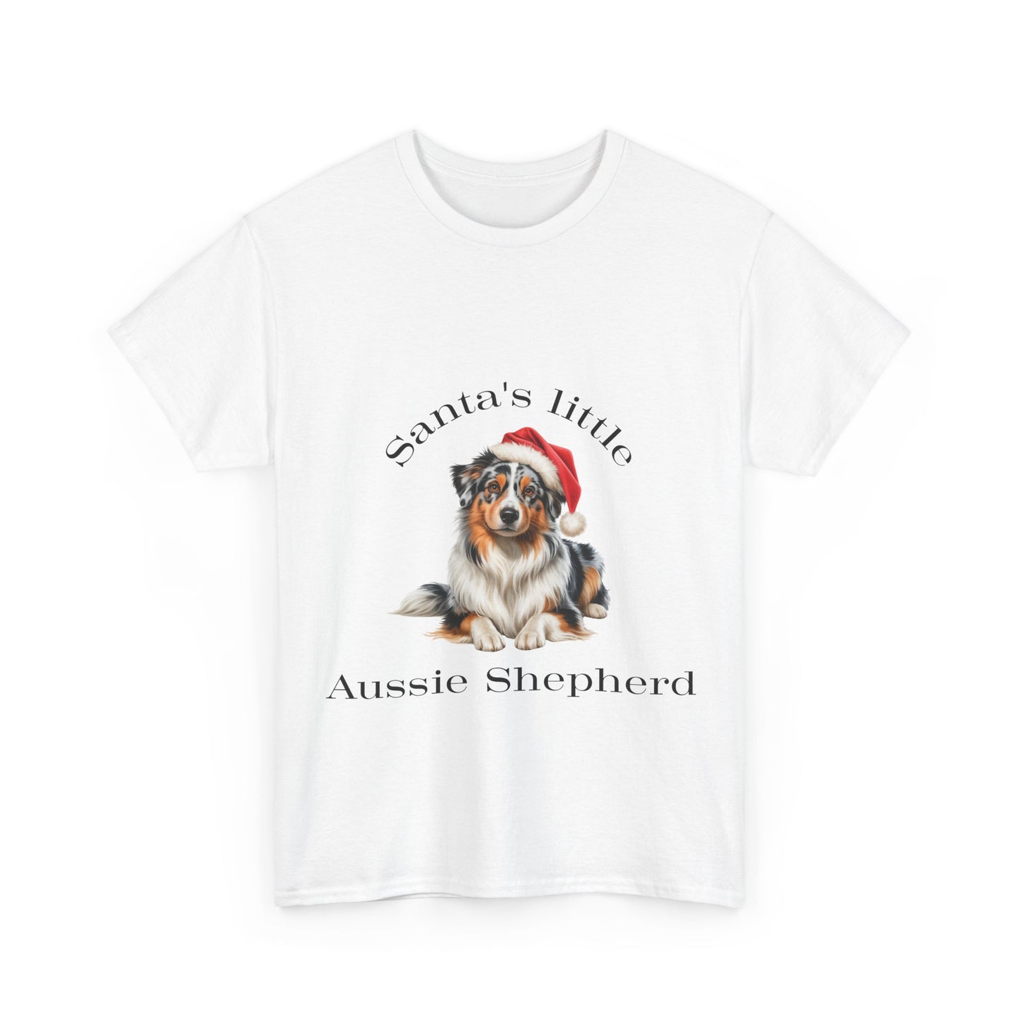 Santa's little Aussie Shepherd T-Shirt, Festive Aussie Shepherd Dog Christmas Tee, Cute Pet Lover Shirt, Holiday Apparel, Great Gift for Dog Owners