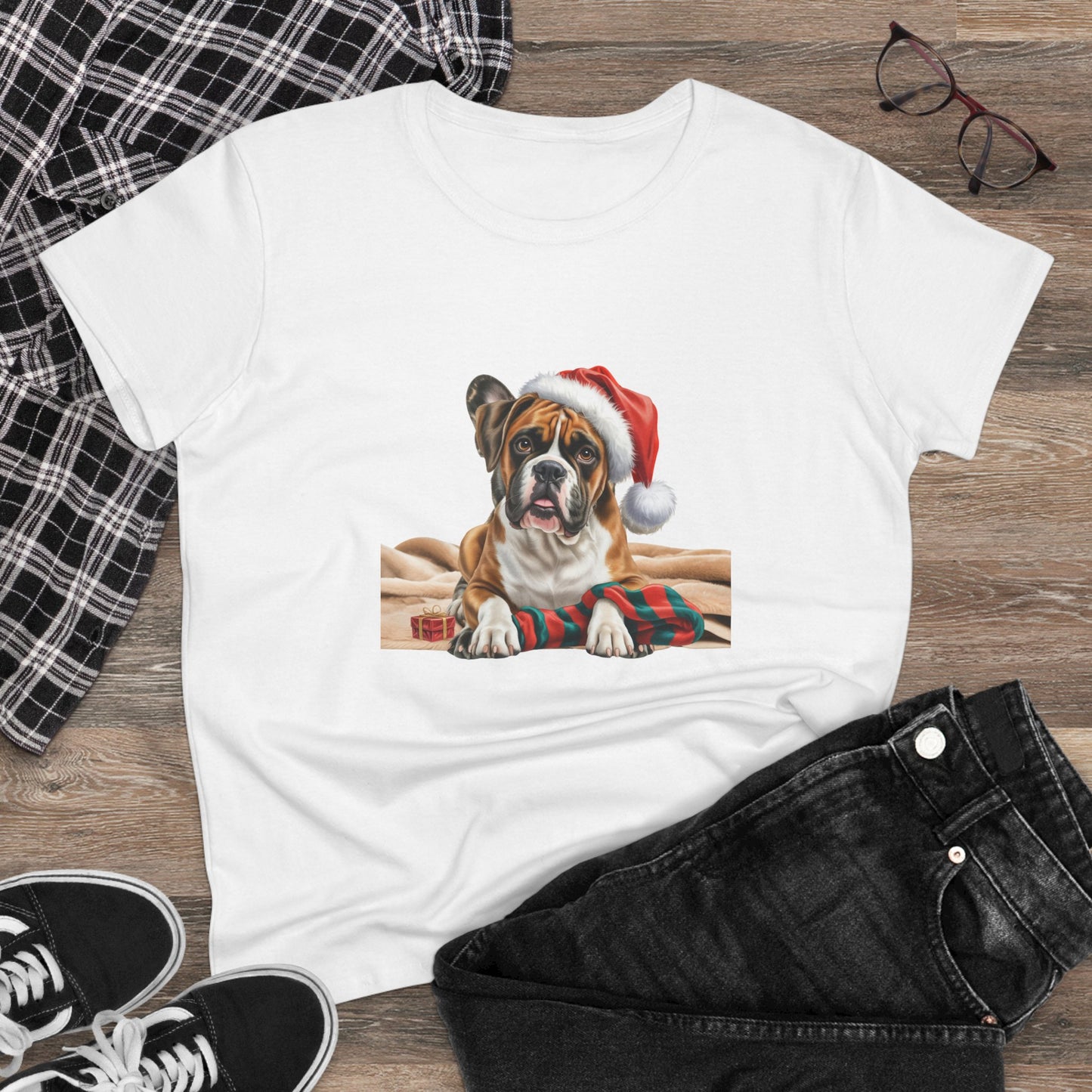 Happy Boxer-y Christmas! T-Shirt, Festive Boxer Dog Christmas Tee, Cute Pet Lover Shirt, Holiday Apparel, Great Gift for Dog Owners, Preppy Style Top