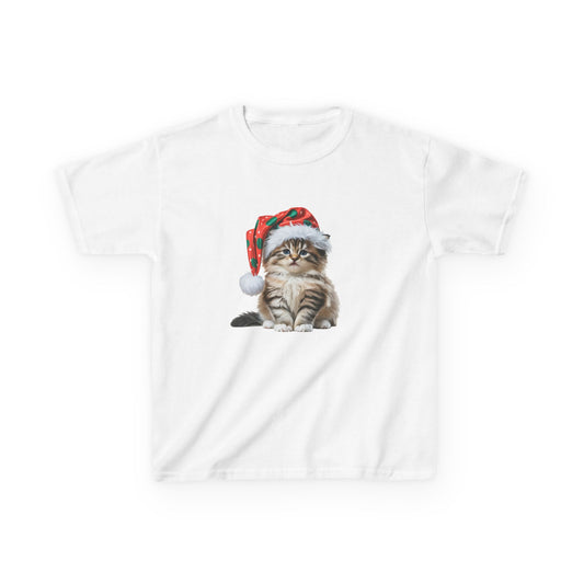 Kids Christmas Cat T-Shirt, Festive Cat Kids Christmas Tee, Cute Pet Lover Shirt, Holiday Apparel, Great Gift for Cat Owners