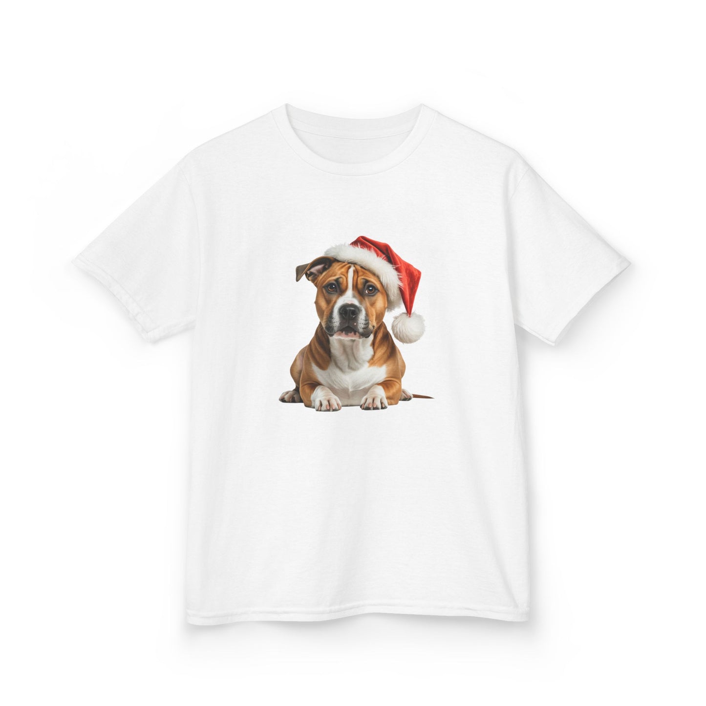Kids Staffordshire Bull Terrier (Staffy) Christmas Dog T-Shirt, Festive Staffordshire Bull Terrier (Staffy) Dog Kids Christmas Tee, Cute Pet Lover Shirt, Holiday Apparel, Great Gift for Dog Owners