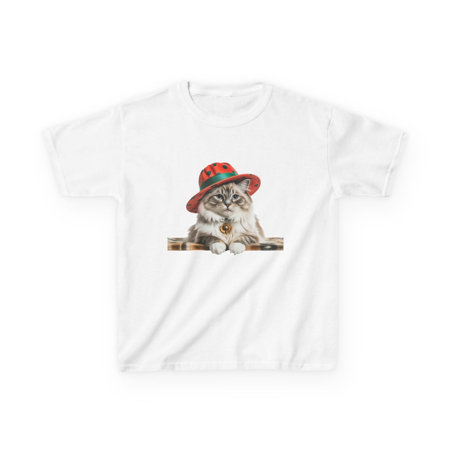 Kids Christmas Cat T-Shirt, Festive Cat Kids Christmas Tee, Cute Pet Lover Shirt, Holiday Apparel, Great Gift for Cat Owners