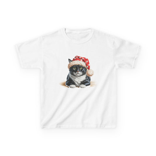Kids Christmas Cat T-Shirt, Festive Cat Kids Christmas Tee, Cute Pet Lover Shirt, Holiday Apparel, Great Gift for Cat Owners