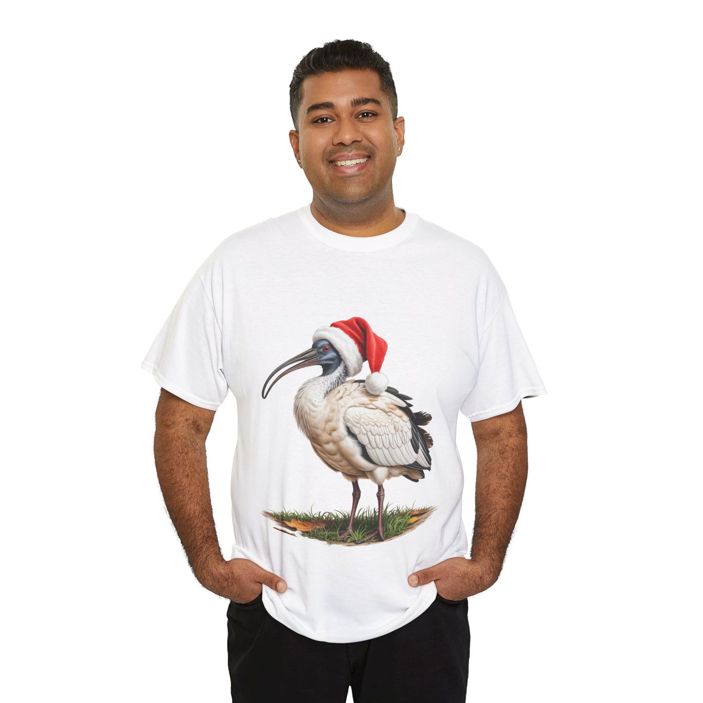 Christmas Australian White Ibis T-Shirt – Holiday Bird Lover Tee, Festive Wetland Bird Shirt, Cute Ibis Xmas Gift, Nature Lover Apparel, Holiday Feathered Friend Shirt for Ibis Lovers