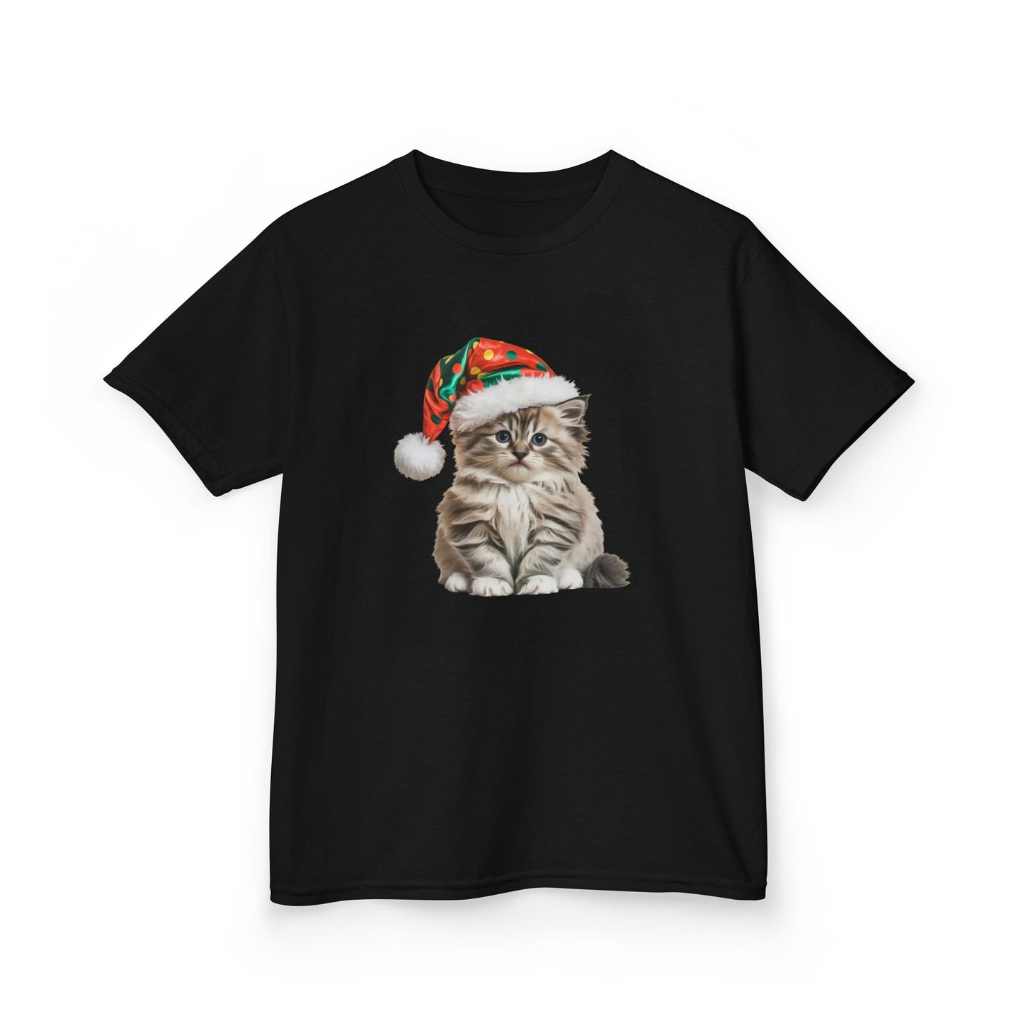 Kids Christmas Cat T-Shirt, Festive Cat Kids Christmas Tee, Cute Pet Lover Shirt, Holiday Apparel, Great Gift for Cat Owners