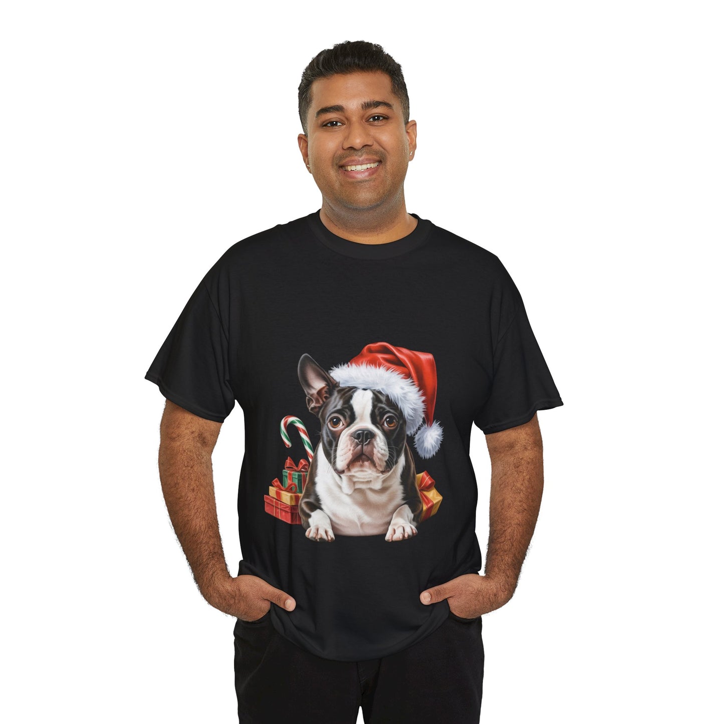 Boston Terrier Christmas T-Shirt – Holiday Dog Lover Tee, Festive Small Dog Shirt, Cute Boston Terrier Xmas Gift, Pet Lover Apparel, Holiday Puppy Shirt for Boston Terrier Lovers