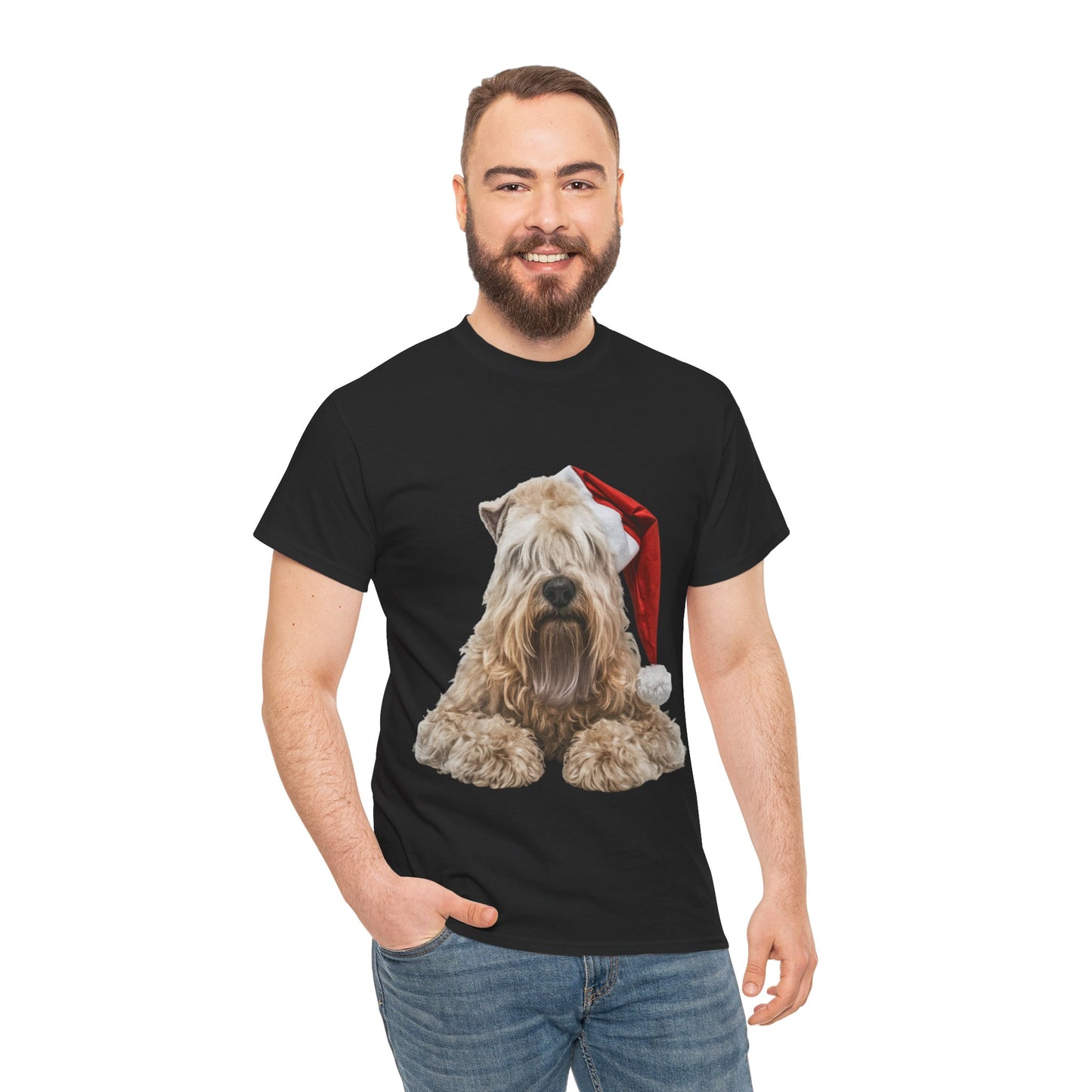 Wheaten Terrier Christmas Tee - Dog in Santa Hat Holiday T-Shirt