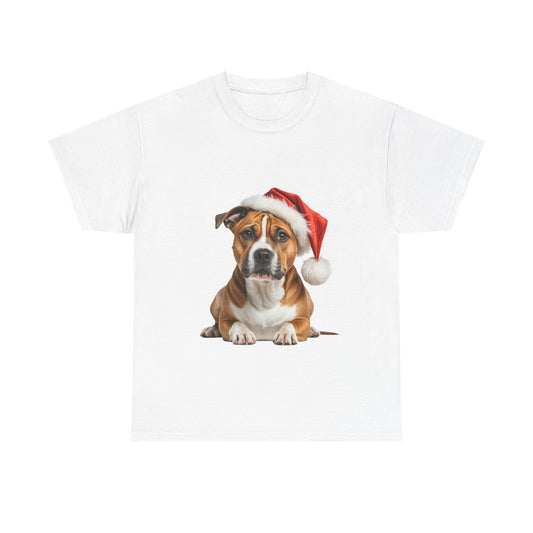Merry Staffy-mas T-Shirt, Festive Staffy Dog Christmas Tee, Cute Pet Lover Shirt, Holiday Apparel, Great Gift for Dog Owners
