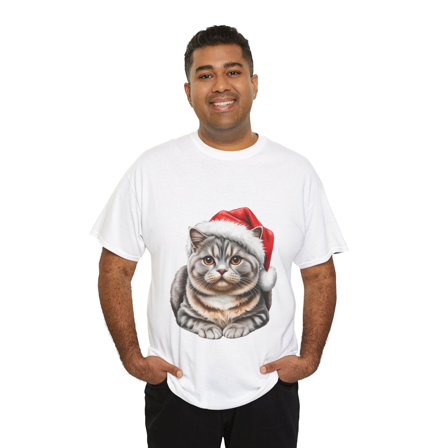 Christmas Australian Mist Cat T-Shirt — Cute Kitty with Santa Hat Holiday Tee
