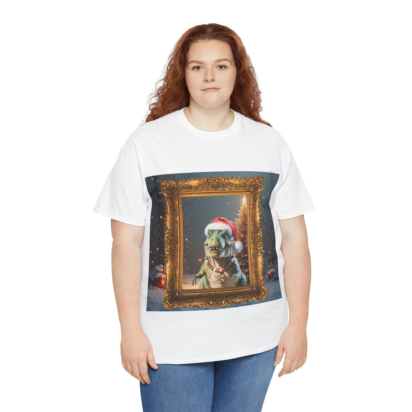 Christmas Dino Tee — Festive T-Rex in Santa Hat Graphic Shirt