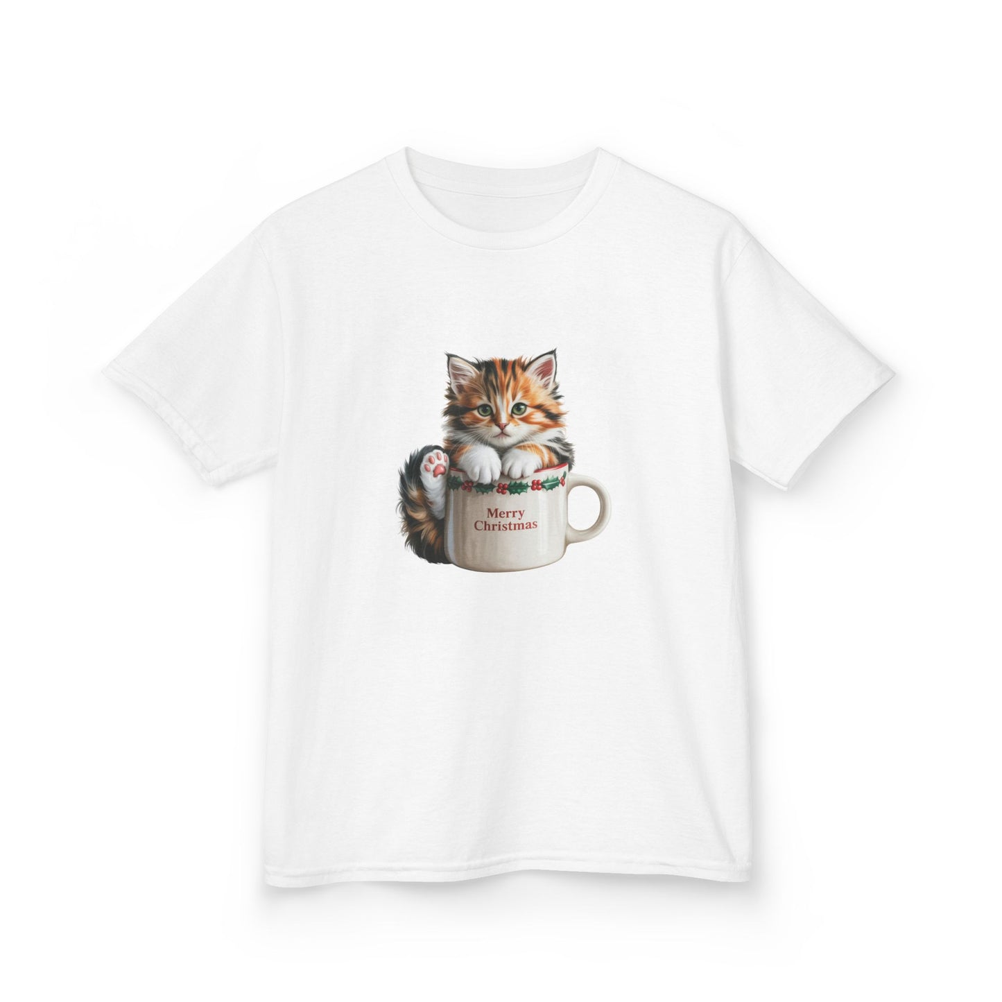 Kids Christmas Cat T-Shirt, Festive Cat Kids Christmas Tee, Cute Pet Lover Shirt, Holiday Apparel, Great Gift for Cat Owners