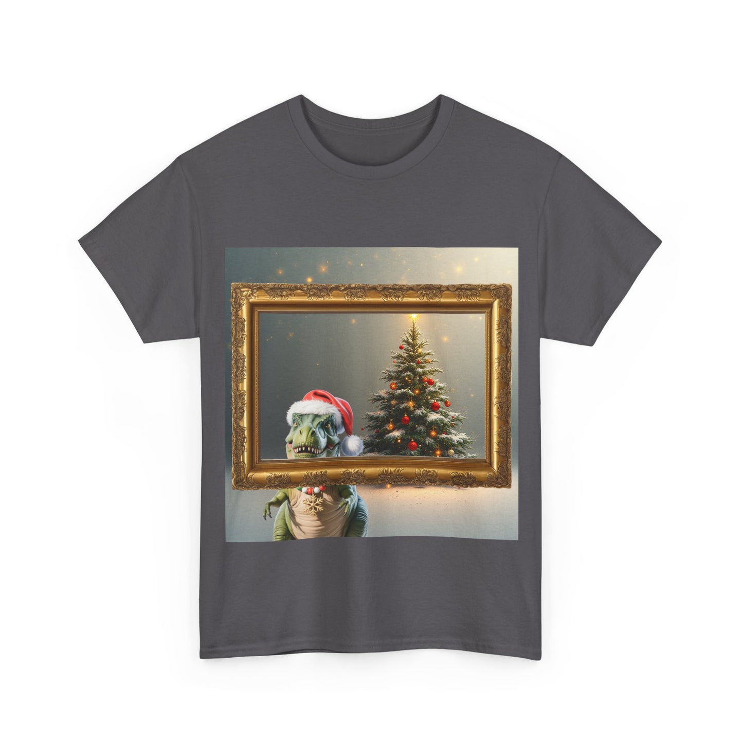 Christmas Dinosaur Portrait Tee — Santa Hat Dinosaur Christmas tree with Festive Tree