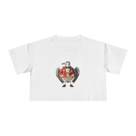 Seagull Christmas Crop Tee — Cute Christmas Bird Graphic Top