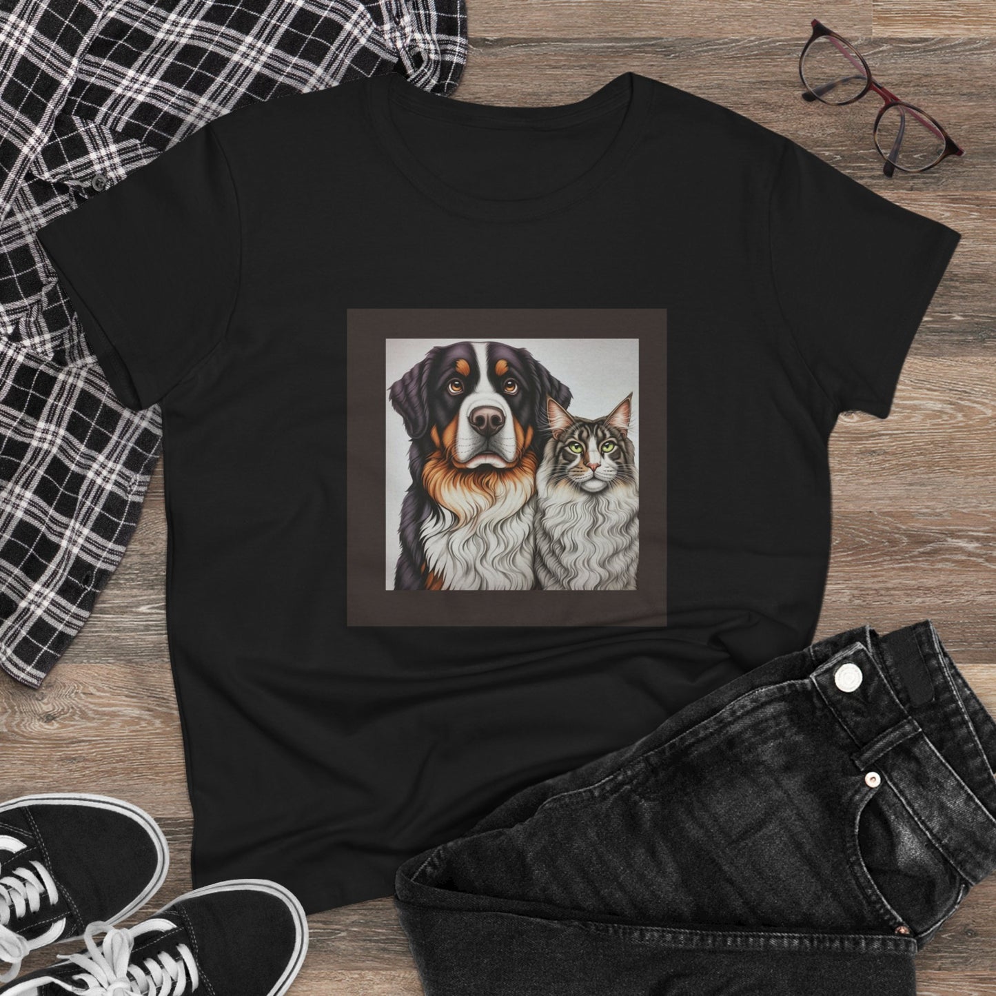 Custom Tee Burnese and the Maine coon Tee