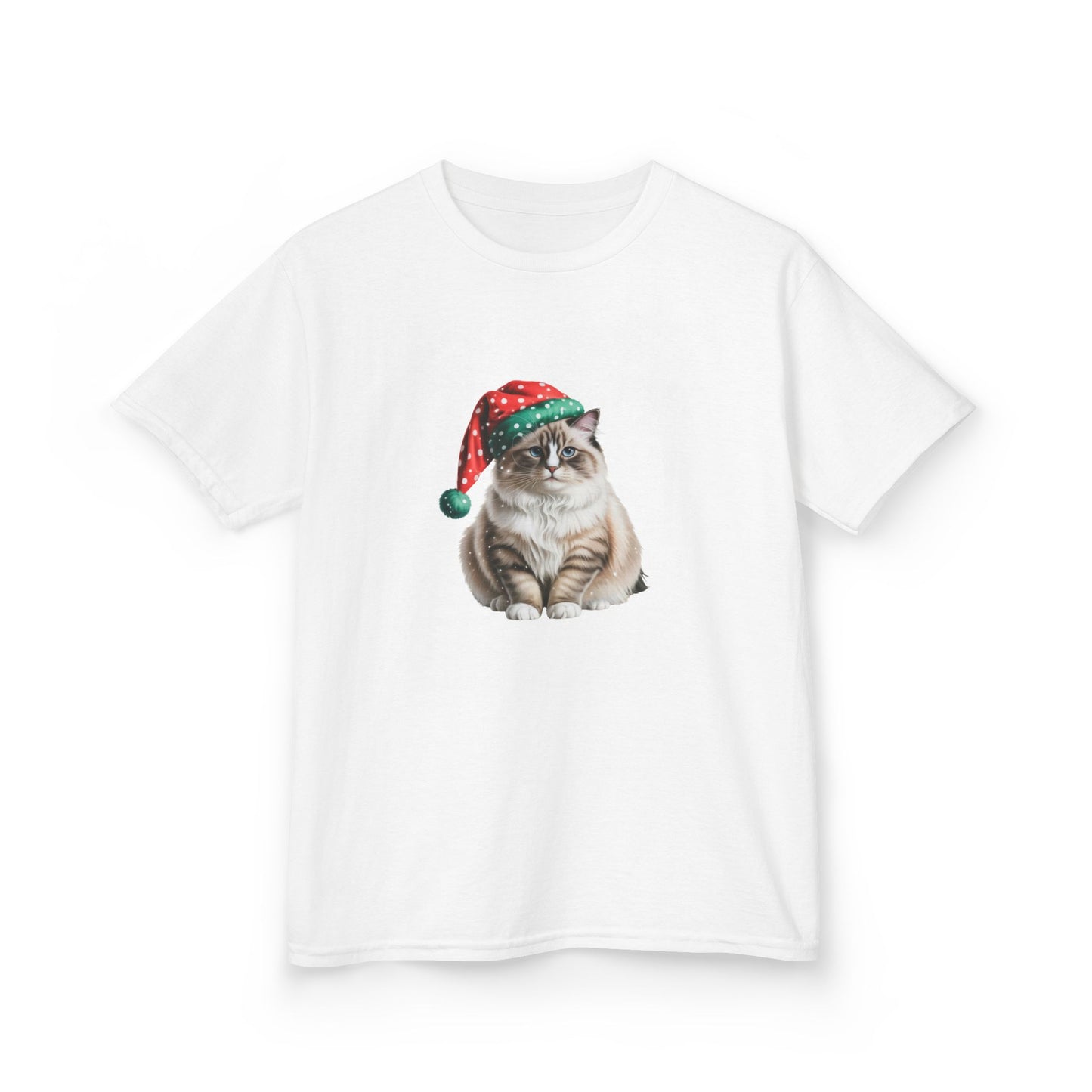 Kids Christmas Cat T-Shirt, Festive Cat Kids Christmas Tee, Cute Pet Lover Shirt, Holiday Apparel, Great Gift for Cat Owners