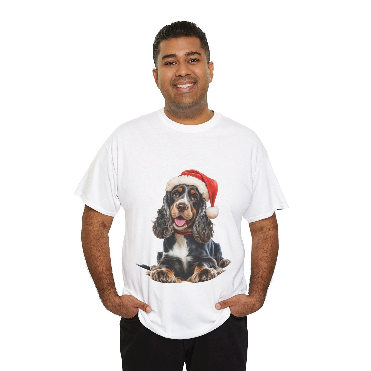 Cocker Spaniel Cheer! T-Shirt, Festive Black & Tan Cocker Spaniel Dog Christmas Tee, Cute Pet Lover Shirt, Holiday Apparel, Great Gift for Dog Owners