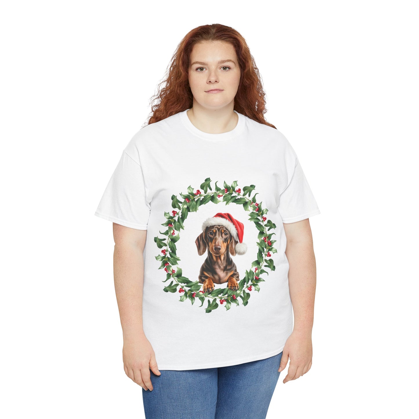Dachshund Christmas wreath T-Shirt, Festive Dachshund Dog Christmas Tee, Cute Pet Lover Shirt, Holiday Apparel, Great Gift for Dog Owners