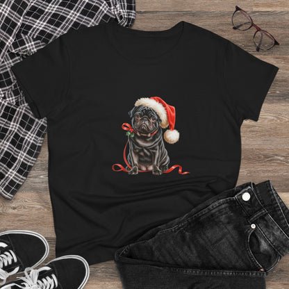 Santa's little Pug T-Shirt, Festive Pug Dog Christmas Tee, Cute Pet Lover Shirt, Holiday Apparel, Great Gift for Pug Dog Owners, Preppy Style Top