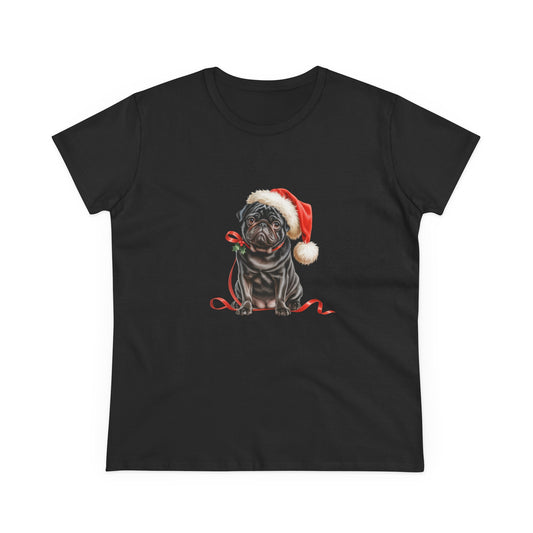 Santa's little Pug T-Shirt, Festive Pug Dog Christmas Tee, Cute Pet Lover Shirt, Holiday Apparel, Great Gift for Pug Dog Owners, Preppy Style Top