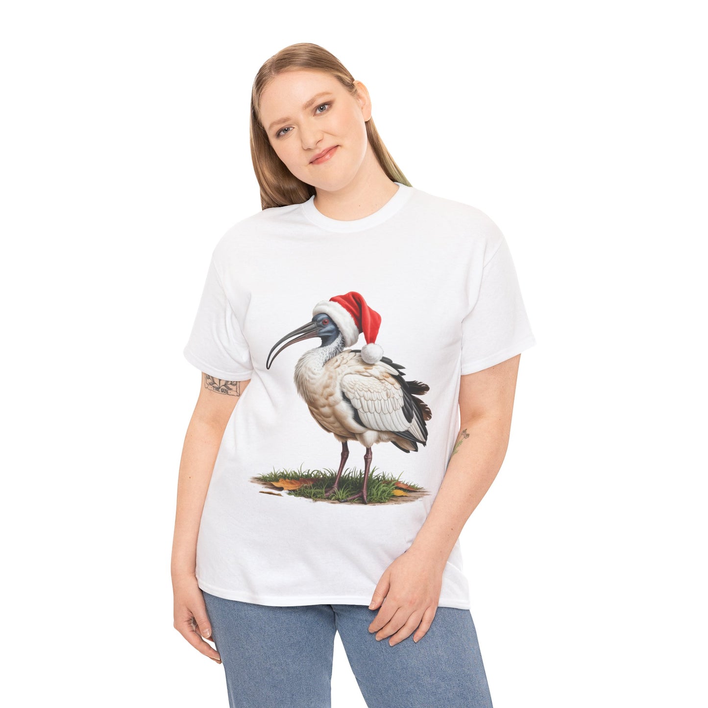 Christmas Australian White Ibis T-Shirt – Holiday Bird Lover Tee, Festive Wetland Bird Shirt, Cute Ibis Xmas Gift, Nature Lover Apparel, Holiday Feathered Friend Shirt for Ibis Lovers