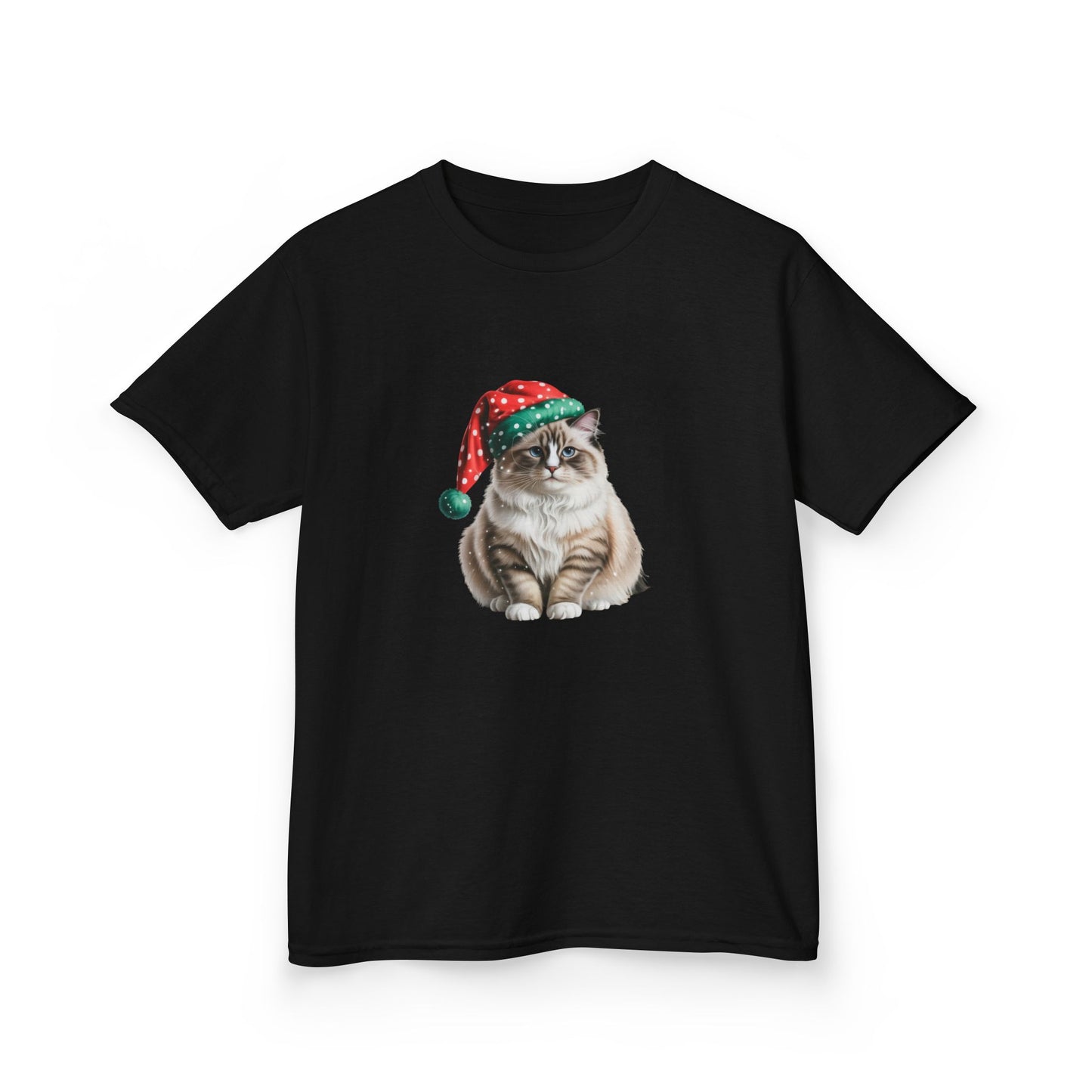 Kids Christmas Cat T-Shirt, Festive Cat Kids Christmas Tee, Cute Pet Lover Shirt, Holiday Apparel, Great Gift for Cat Owners
