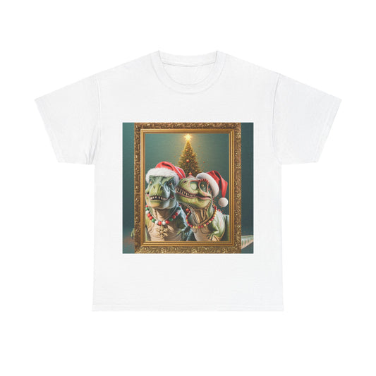 T-Rex Holiday Portrait Tee – Funny Christmas Dinosaur Shirt