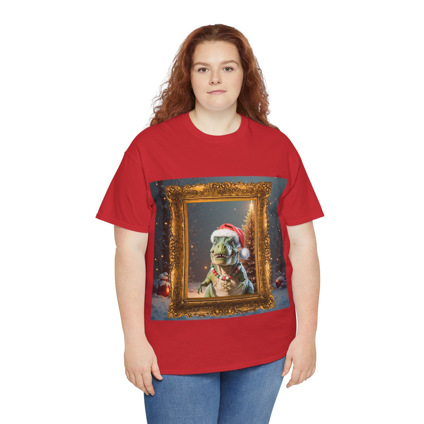 Christmas Dino Tee — Festive T-Rex in Santa Hat Graphic Shirt