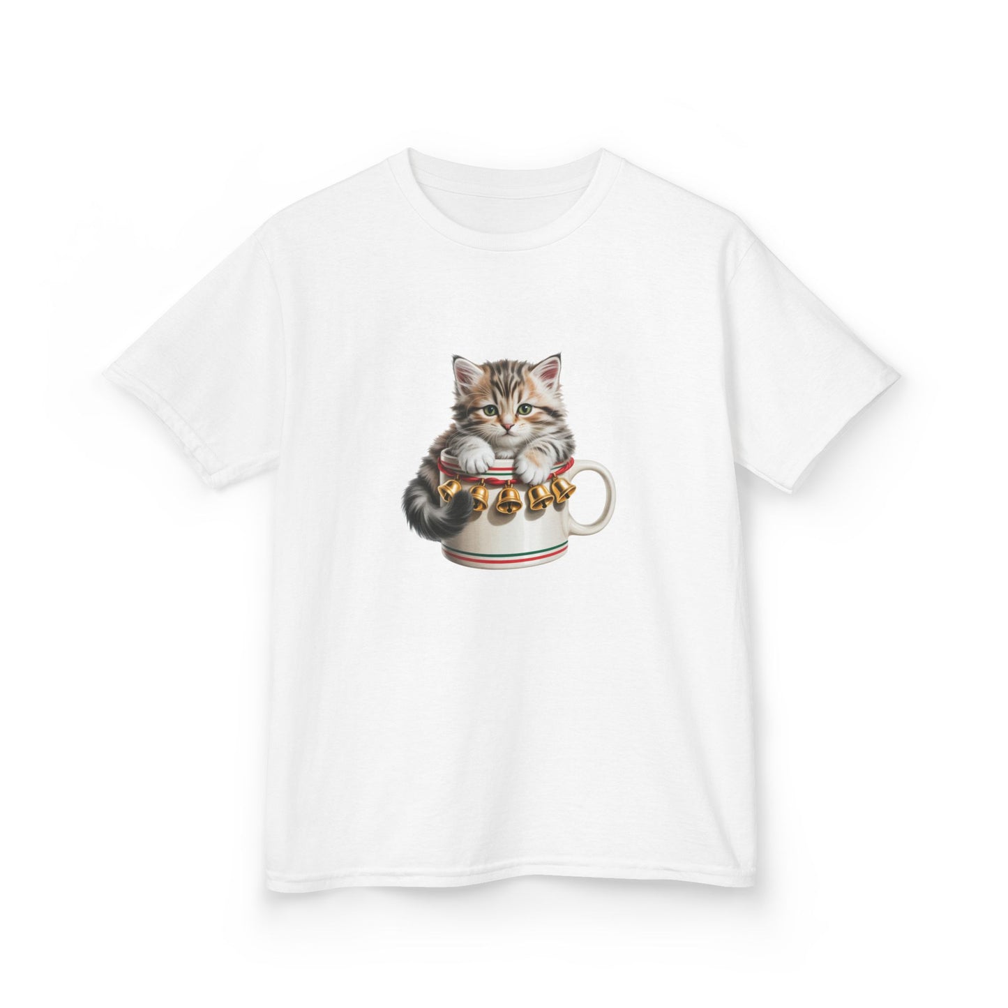 Kids Christmas Cat T-Shirt, Festive Cat Kids Christmas Tee, Cute Pet Lover Shirt, Holiday Apparel, Great Gift for Cat Owners