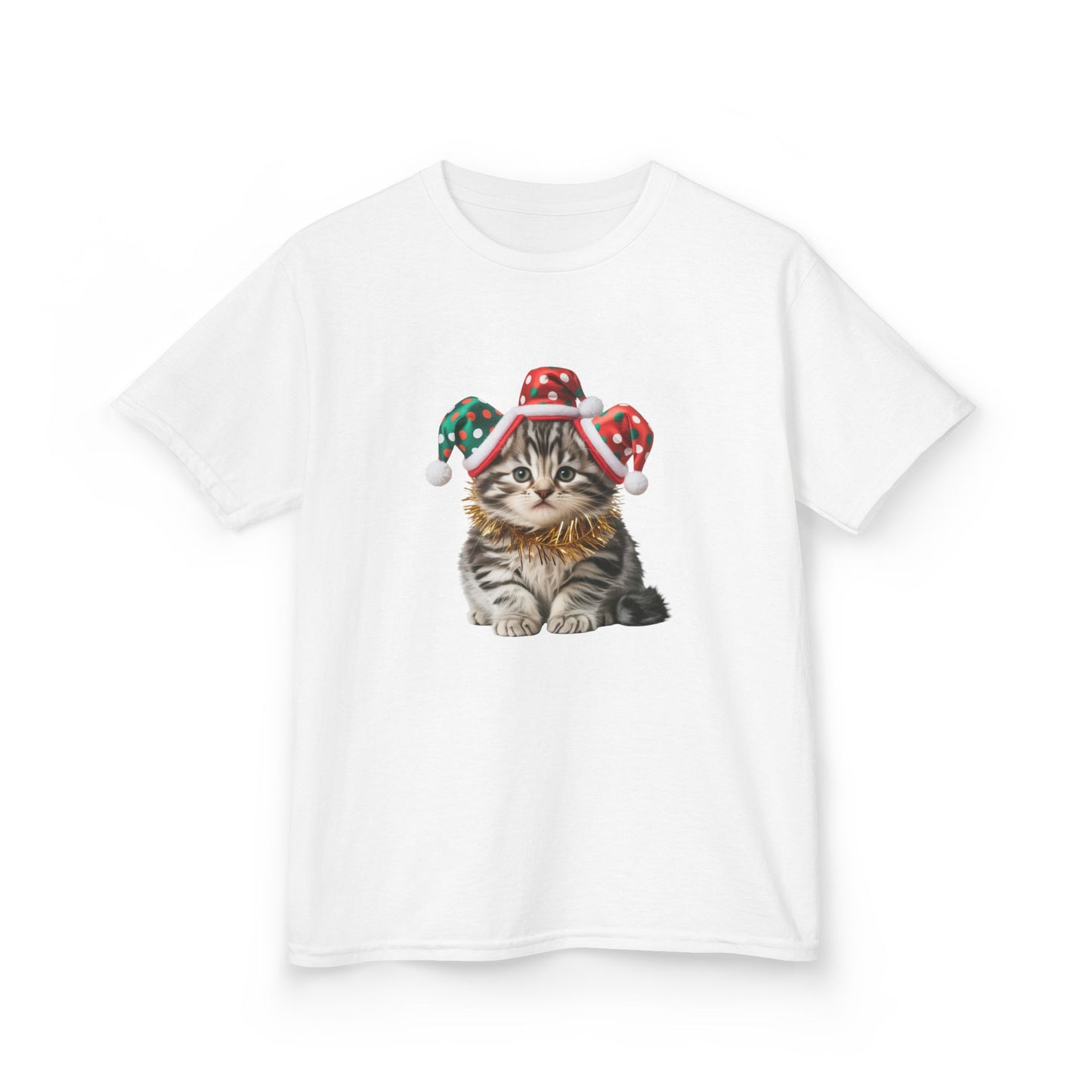 Kids Christmas Cat T-Shirt, Festive Cat Kids Christmas Tee, Cute Pet Lover Shirt, Holiday Apparel, Great Gift for Cat Owners