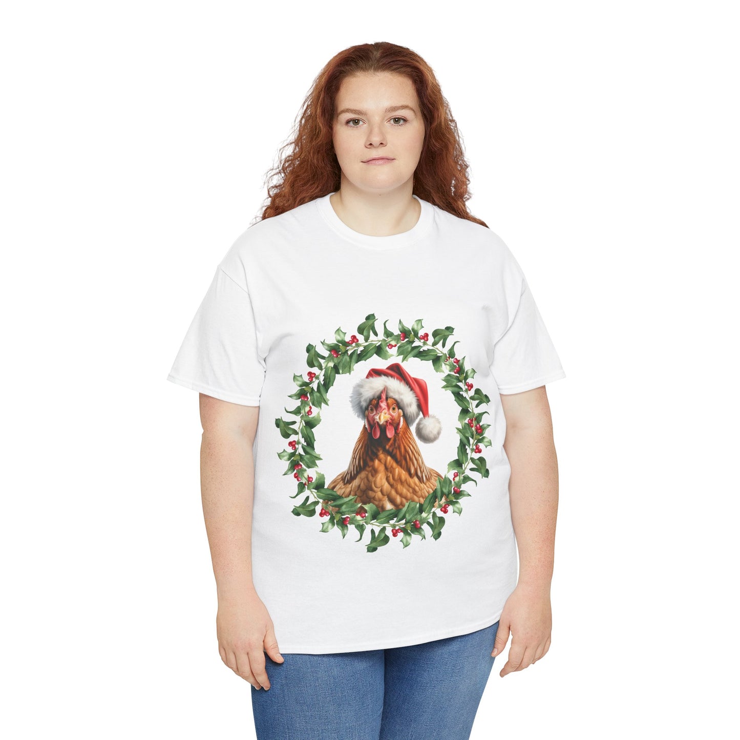 Christmas Chicken wreath T-Shirt – Holiday Farm Animal Lover Tee, Festive Poultry Shirt, Cute Chicken Xmas Gift, Nature Lover Apparel, Holiday Barnyard Shirt for Chicken Lovers