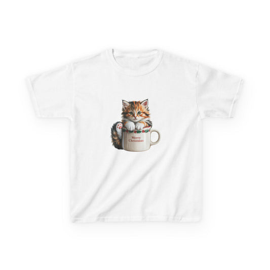 Kids Christmas Cat T-Shirt, Festive Cat Kids Christmas Tee, Cute Pet Lover Shirt, Holiday Apparel, Great Gift for Cat Owners