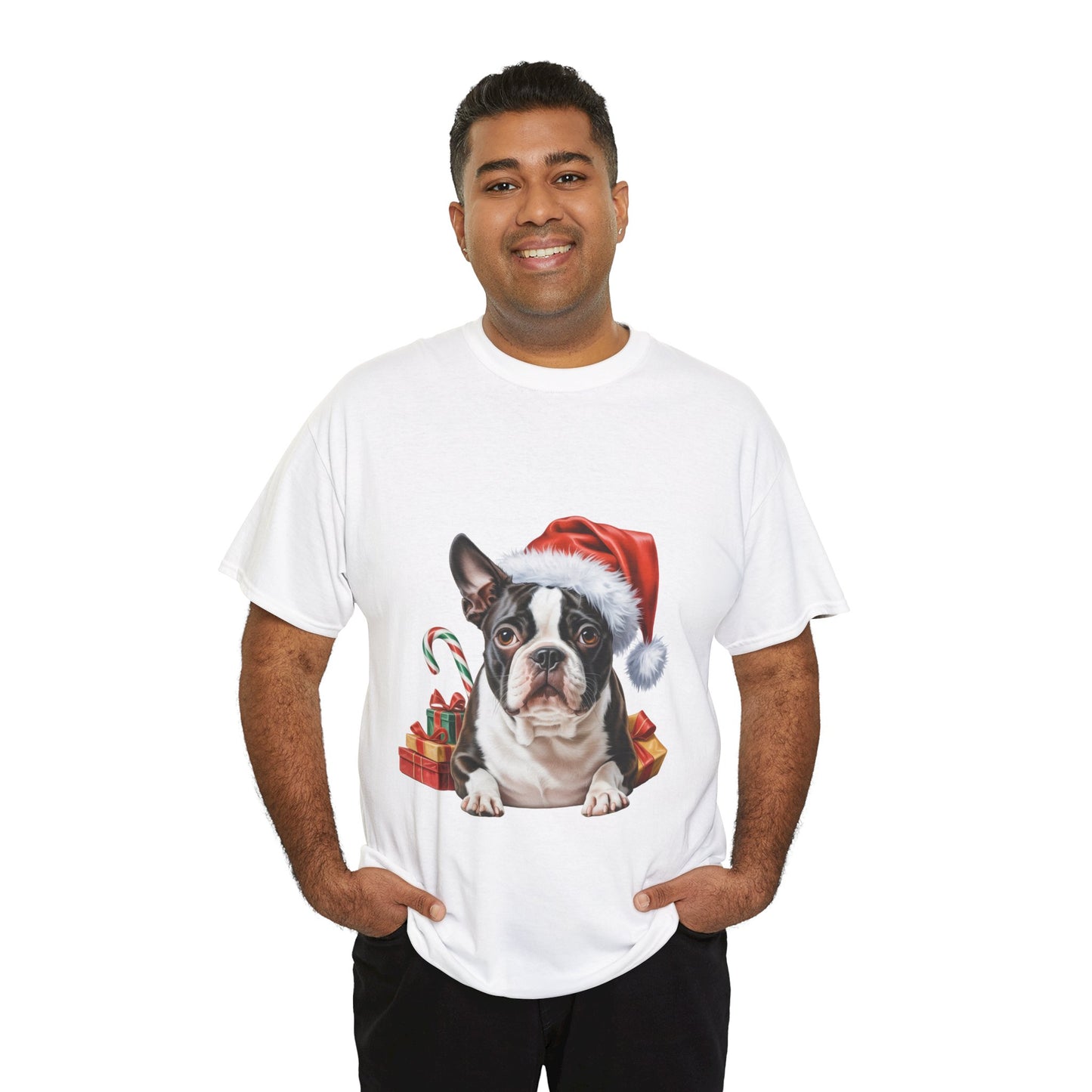Boston Terrier Christmas T-Shirt – Holiday Dog Lover Tee, Festive Small Dog Shirt, Cute Boston Terrier Xmas Gift, Pet Lover Apparel, Holiday Puppy Shirt for Boston Terrier Lovers