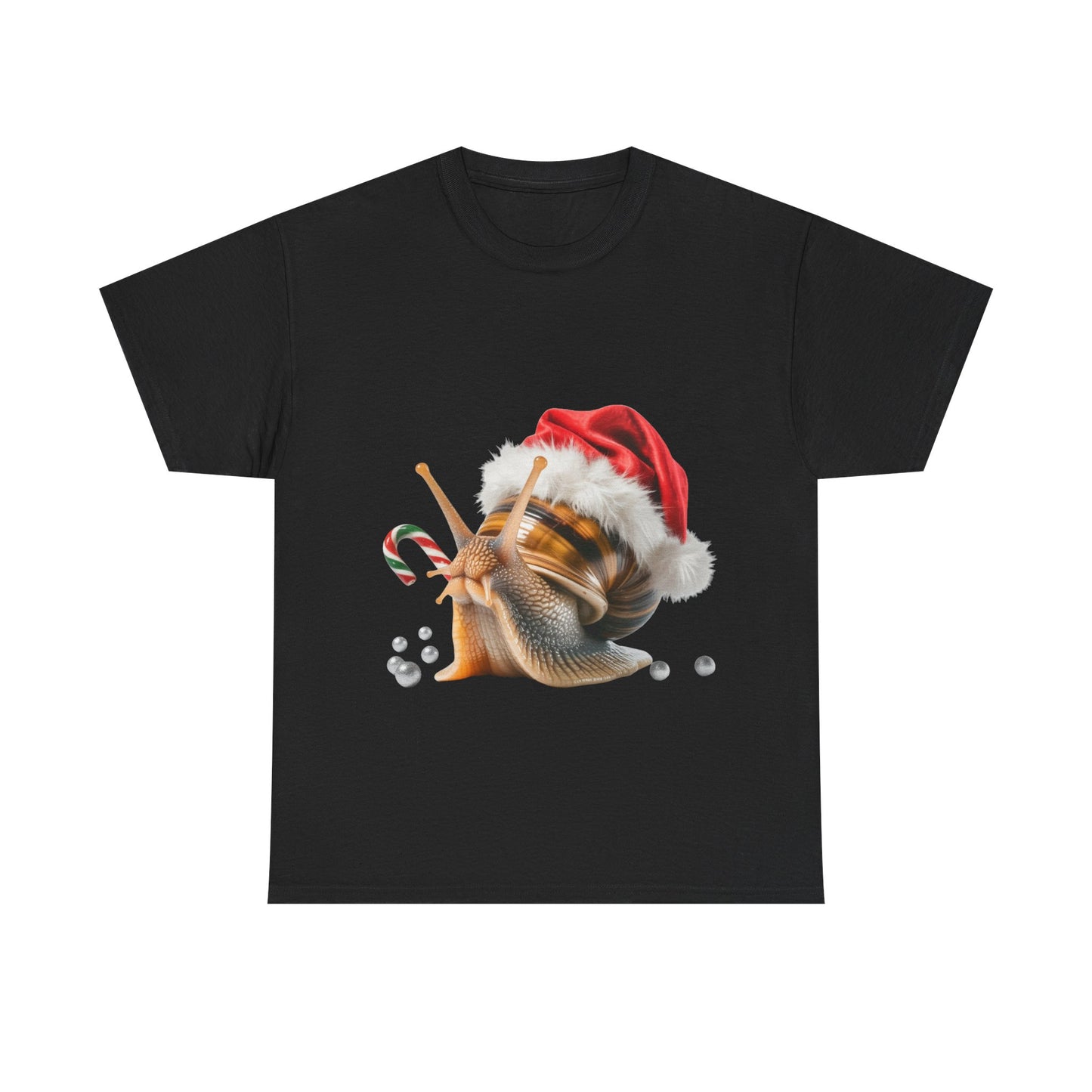 Christmas Snail T-Shirt — Cute Santa Hat Snail with Candy Cane Holiday Tee