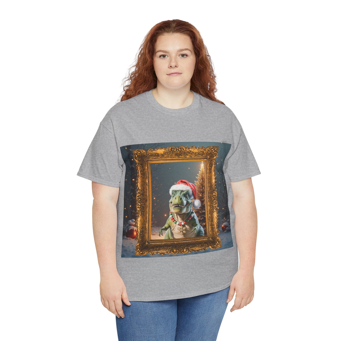 Christmas Dino Tee — Festive T-Rex in Santa Hat Graphic Shirt
