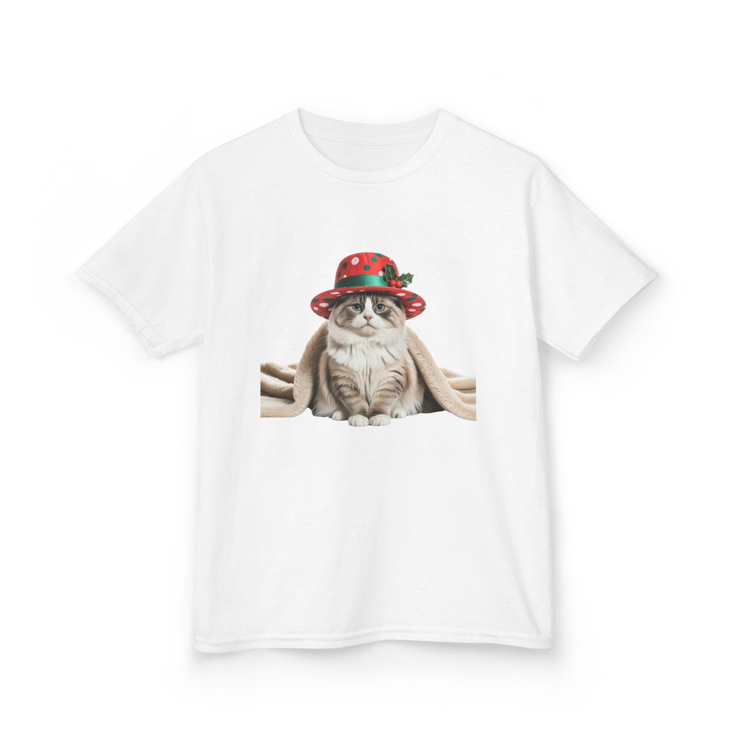 Kids Christmas Cat T-Shirt, Festive Cat Kids Christmas Tee, Cute Pet Lover Shirt, Holiday Apparel, Great Gift for Cat Owners