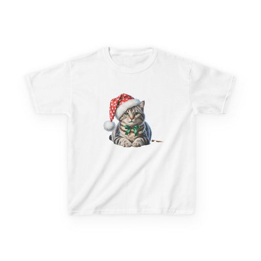 Kids Christmas Cat T-Shirt, Festive Cat Kids Christmas Tee, Cute Pet Lover Shirt, Holiday Apparel, Great Gift for Cat Owners