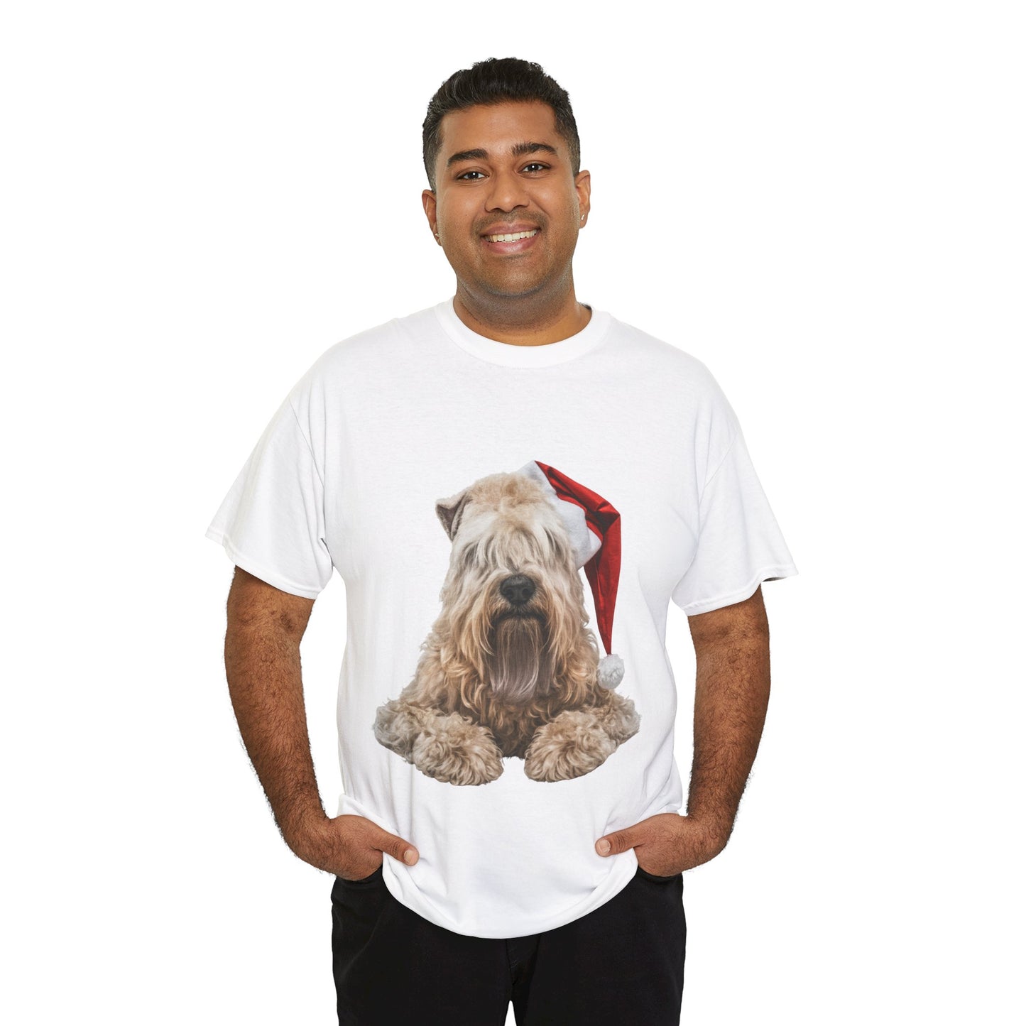 Wheaten Terrier Christmas Tee - Dog in Santa Hat Holiday T-Shirt
