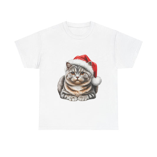 Christmas Australian Mist Cat T-Shirt — Cute Kitty with Santa Hat Holiday Tee