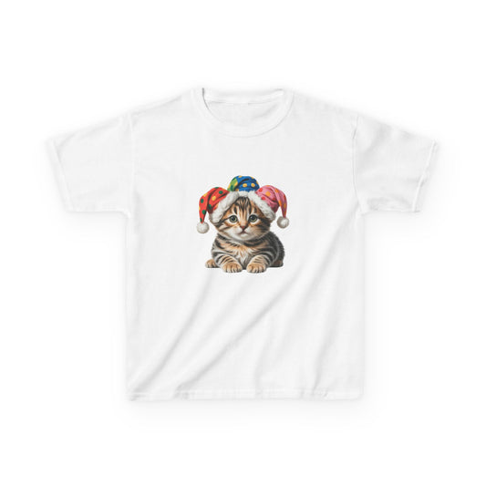 Kids Christmas Cat T-Shirt, Festive Cat Kids Christmas Tee, Cute Pet Lover Shirt, Holiday Apparel, Great Gift for Cat Owners