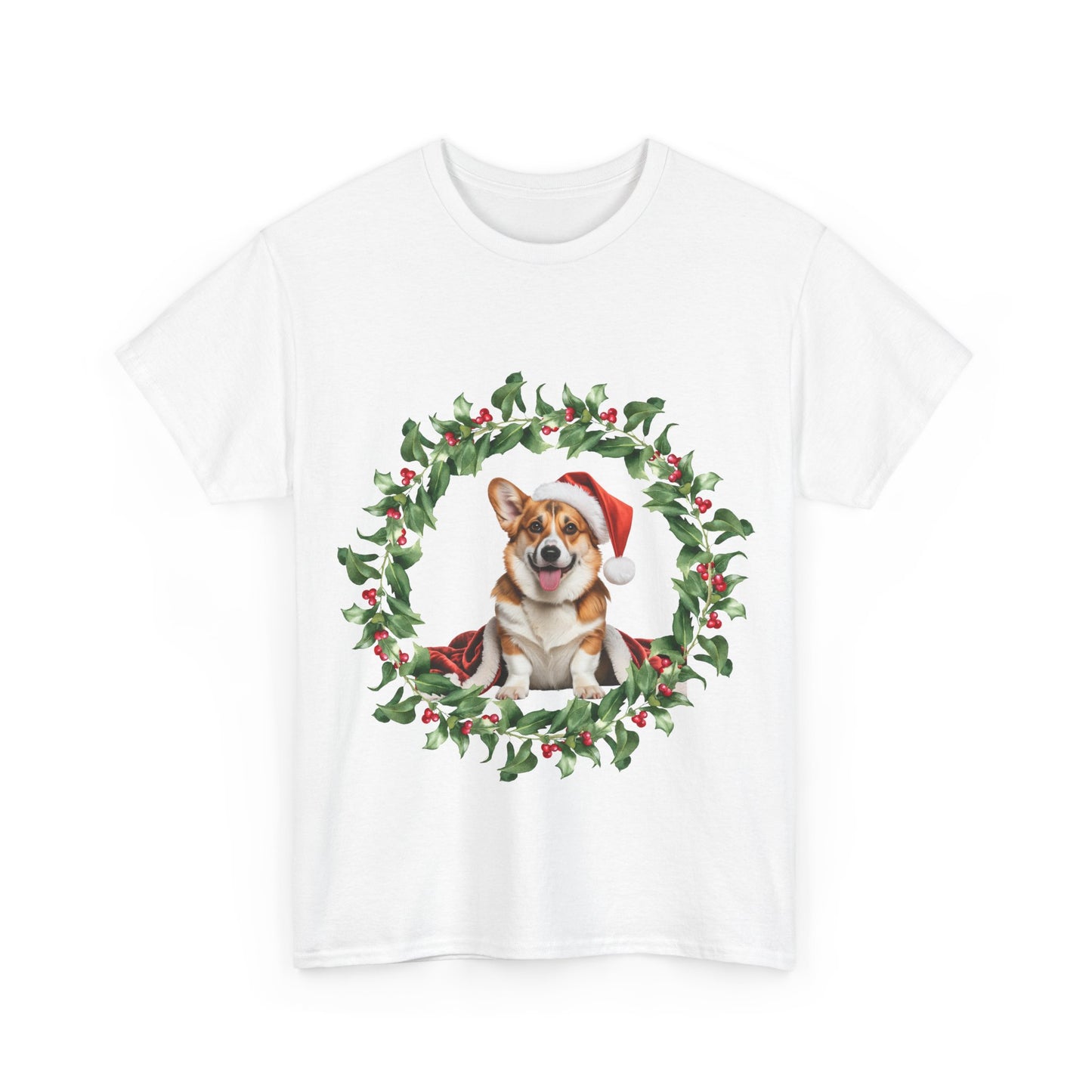 Corgi Christmas wreath T-Shirt, Festive Corgi Dog Christmas Tee, Cute Pet Lover Shirt, Holiday Apparel, Great Gift for Dog Owners