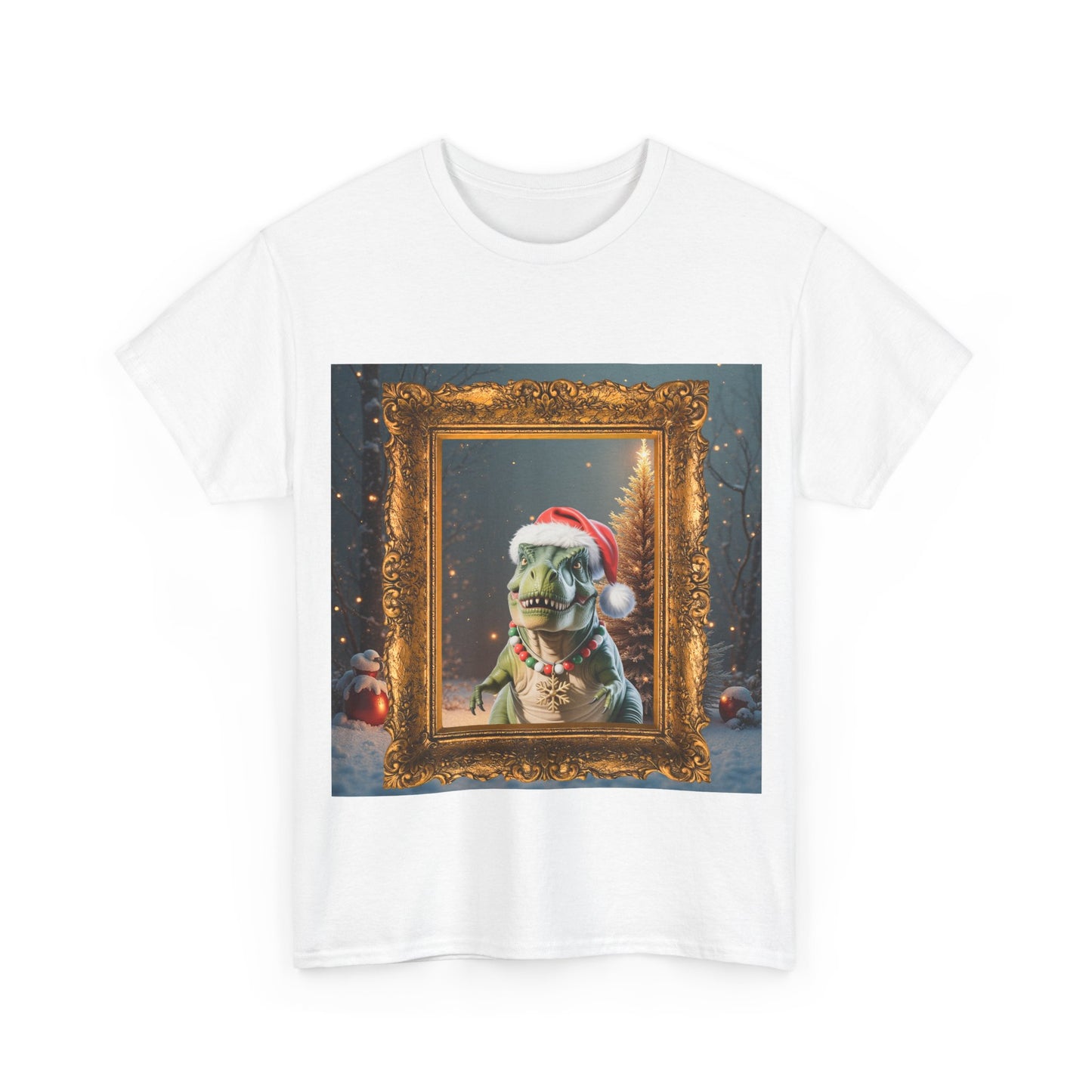 Christmas Dino Tee — Festive T-Rex in Santa Hat Graphic Shirt